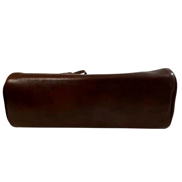 Firenze Vintage Italian Leather Glossy Brown Adjustable Mid-Size Travel Book Bag - Picture 9 of 9